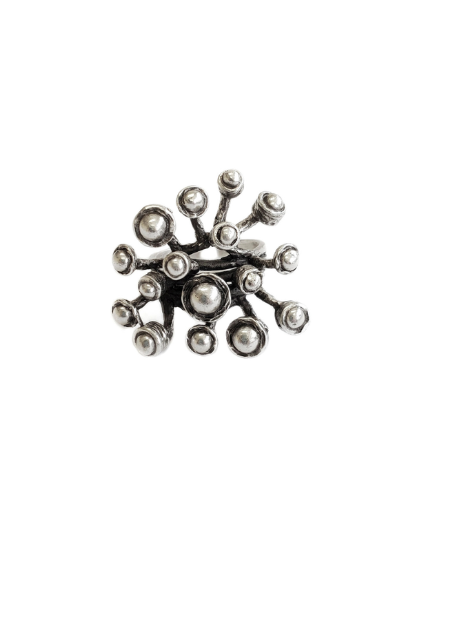 Pewter Flower Spray Ring