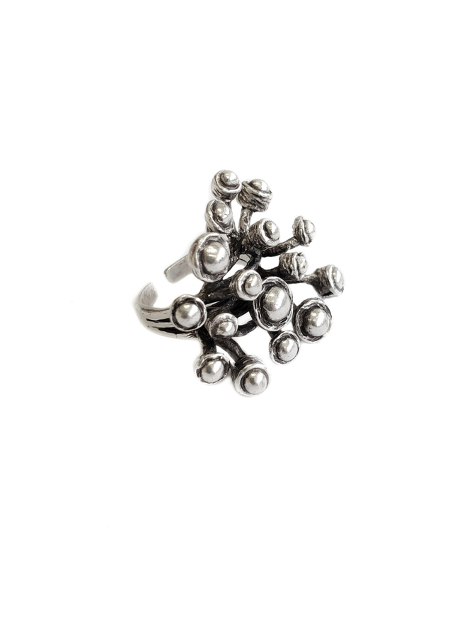 Pewter Flower Spray Ring
