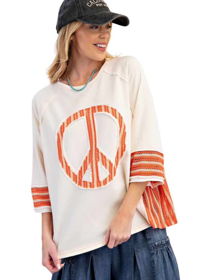 Peace Patch Crocheted Pullover