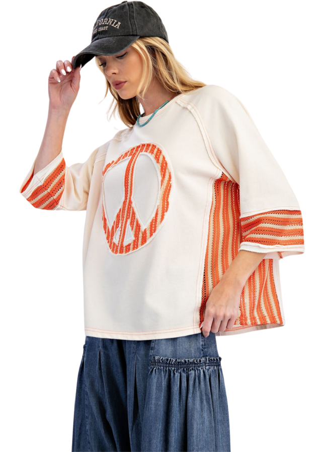 Peace Patch Crocheted Pullover