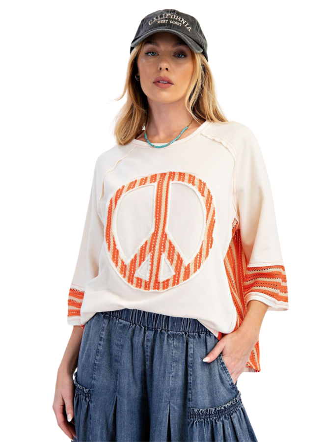 Peace Patch Crocheted Pullover