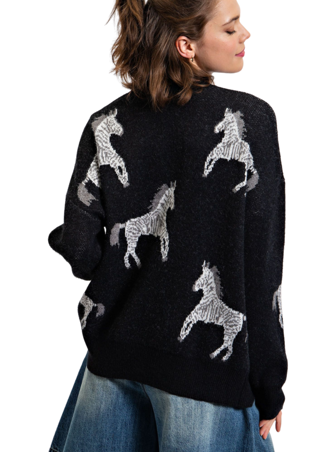 Zebra Sweater in Black & Camel