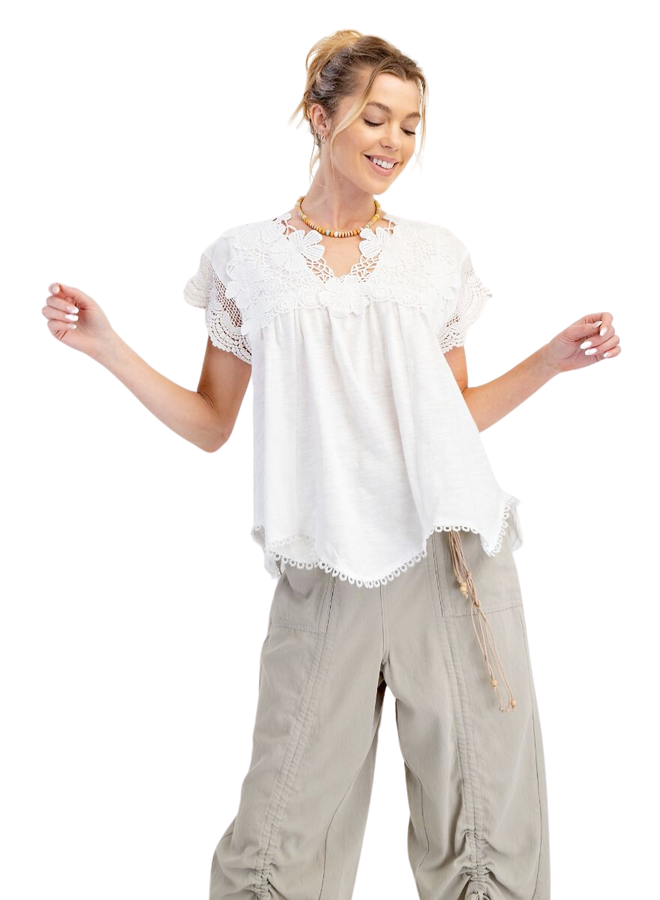 Flower Eyelet White Top