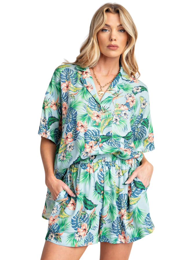 Tropical Print Challis Shirt