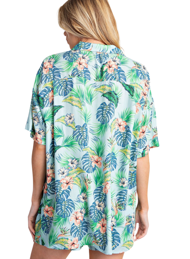 Tropical Print Challis Shirt