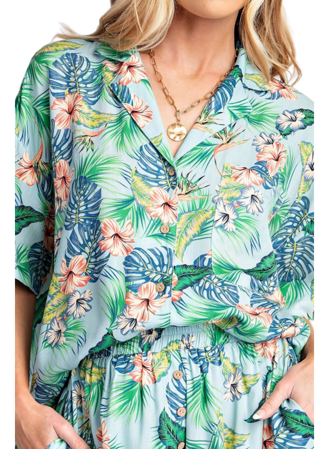 Tropical Print Challis Shirt