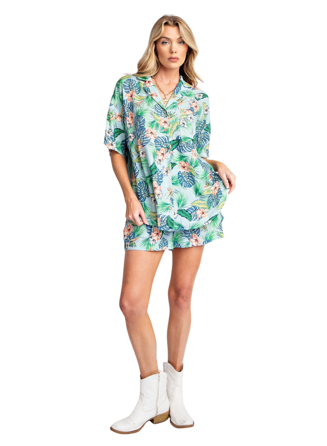 Tropical Print Challis Shirt