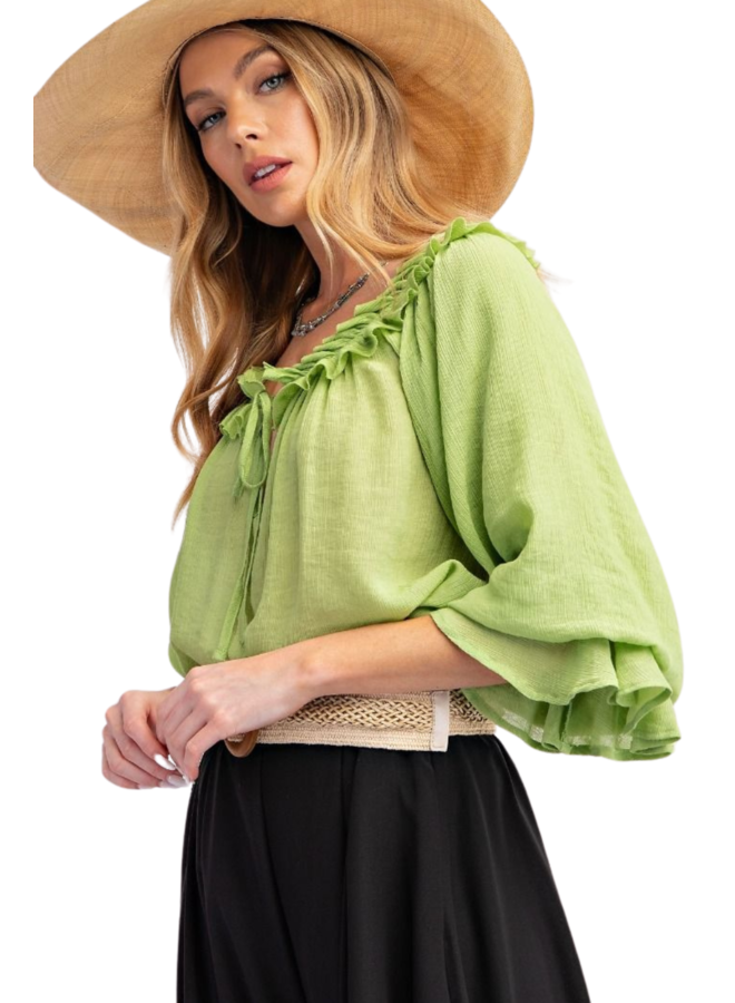 Chiffon Ruffle Top in Pear Green