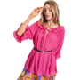 Chiffon Ruffle Top in Fuchsia