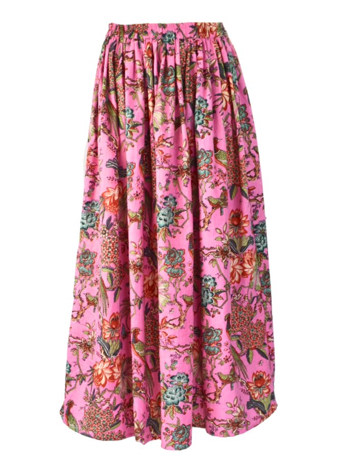 Bird Maxi Skirt In Pinky
