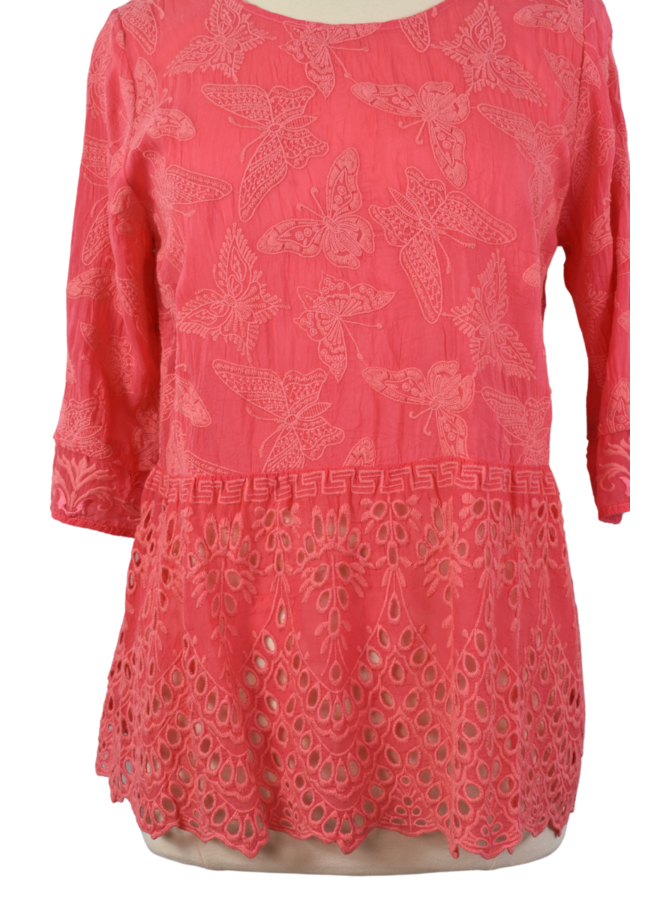 Johnny Was Sersha Blouse Butterfly Allover in Watermelon