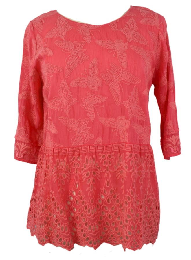 Johnny Was Sersha Blouse Butterfly Allover in Watermelon
