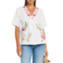 Johnny Was Linen V-Neck Blouse Maureen in White