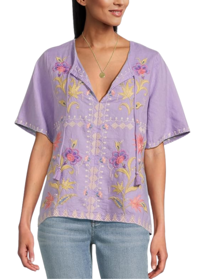 Johnny Was Ruffle Sleeve Field Blouse Calista in Bougainvillea