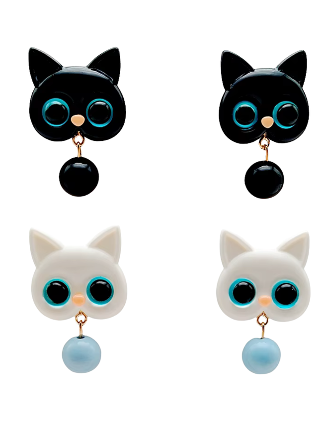 Blue Eyed Kitty Cat Earrings