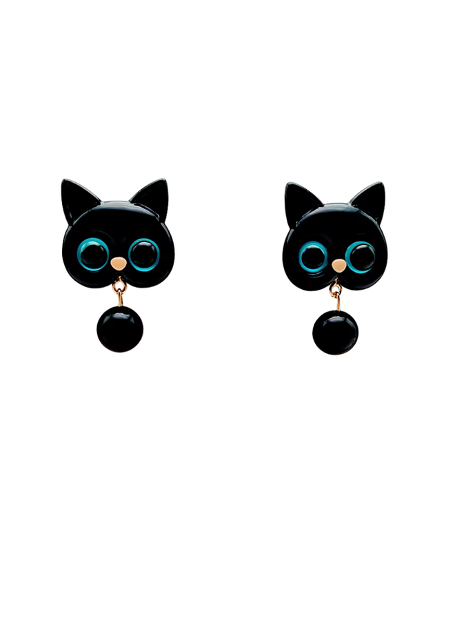 Blue Eyed Kitty Cat Earrings