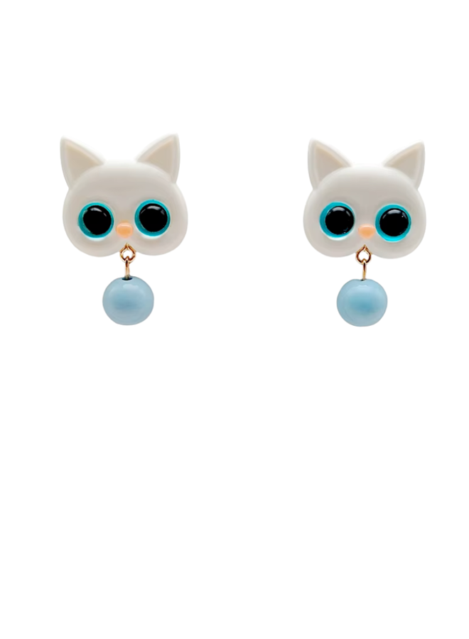 Blue Eyed Kitty Cat Earrings