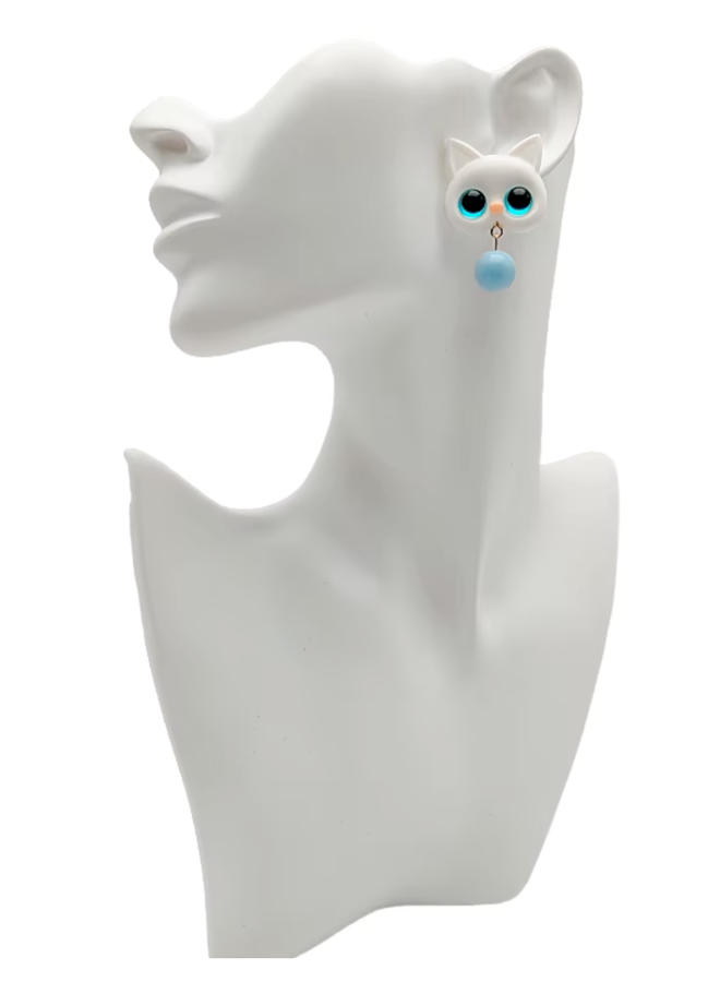Blue Eyed Kitty Cat Earrings