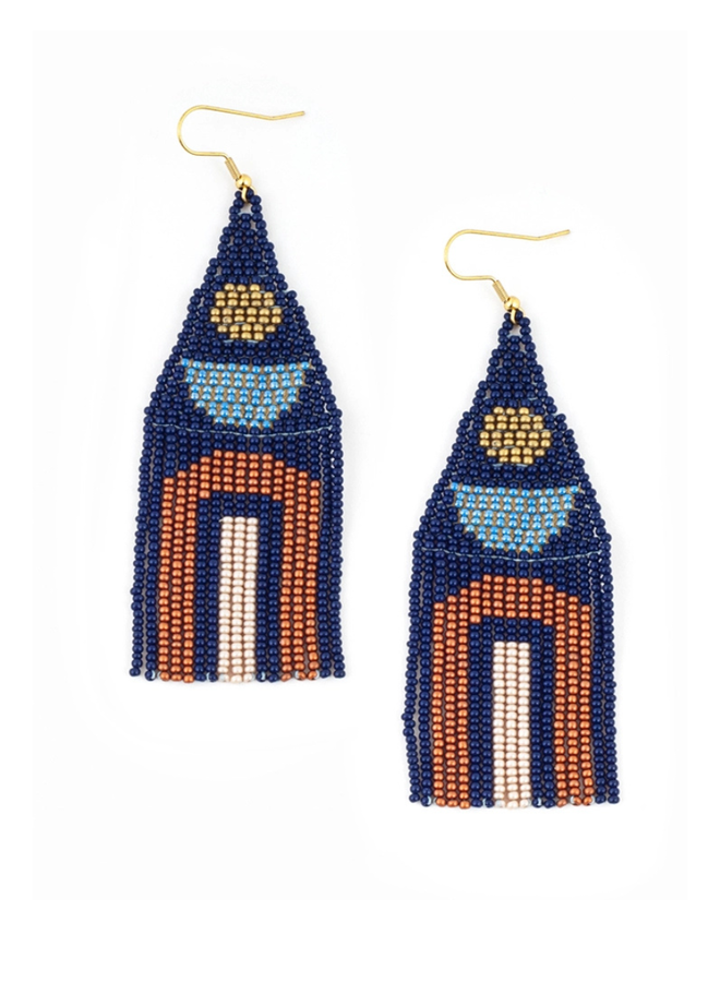 Beaded Balanced Earrings In Midnight Bronze