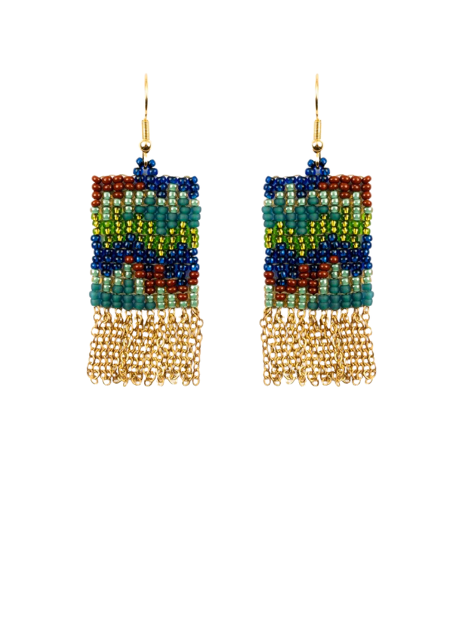 Rhythm Fringe Earrings in Peacock