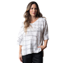 Olivia Linen Grid Dolman Top in White