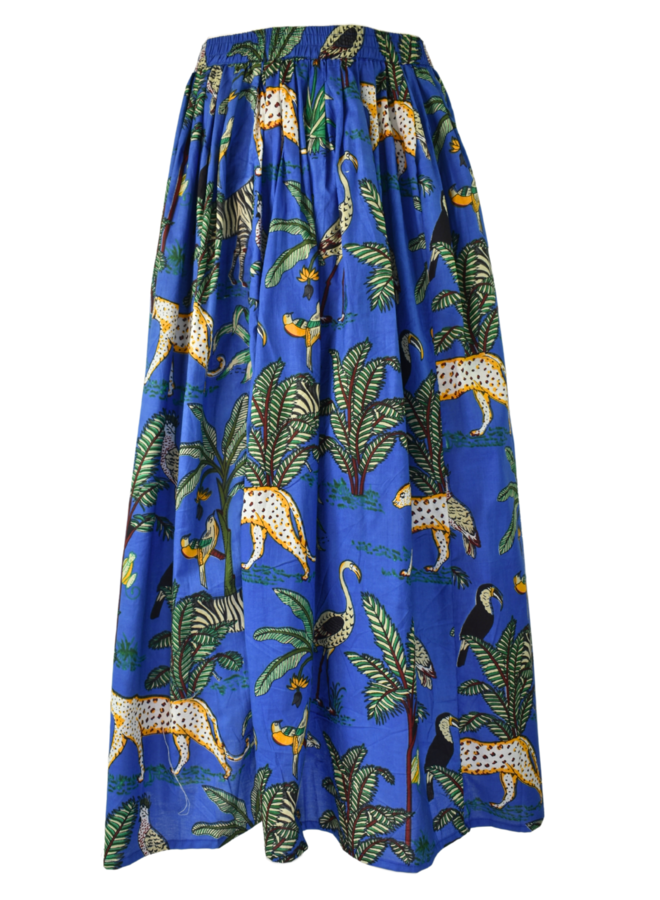 Leopard Maxi Skirt In Blue