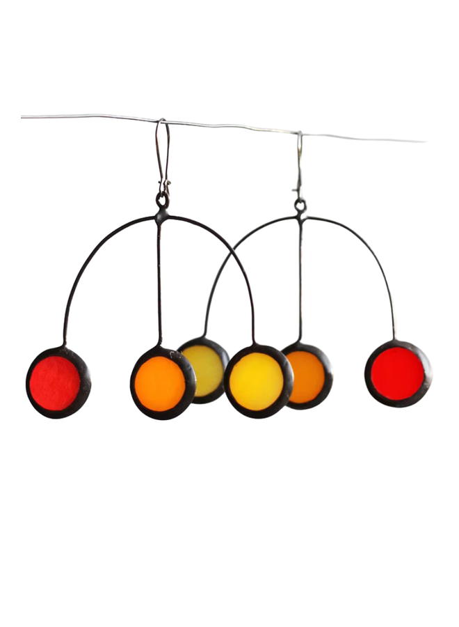Triple Color Circle Earrings