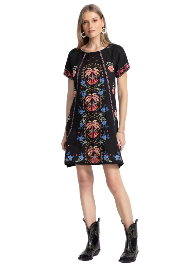 Johnny Was Raglan Seamed Dress Isla in Black