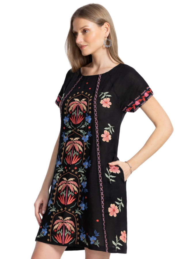 Johnny Was Raglan Seamed Dress Isla in Black