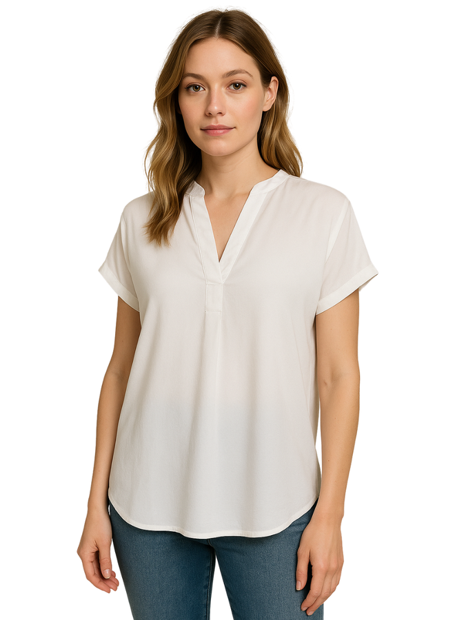 Renuar Essential Short Sleeve Top In White