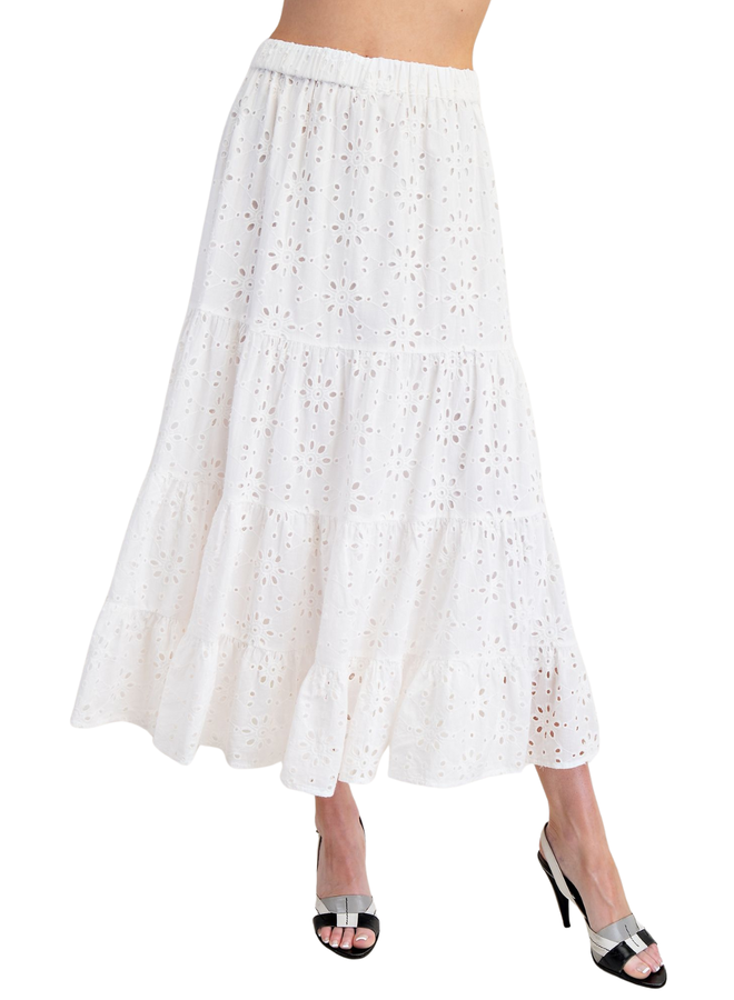 White Eyelet Maxi Skirt