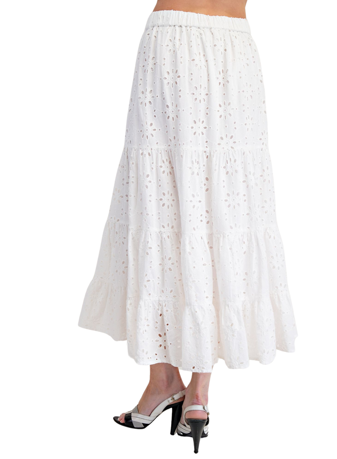 White Eyelet Maxi Skirt