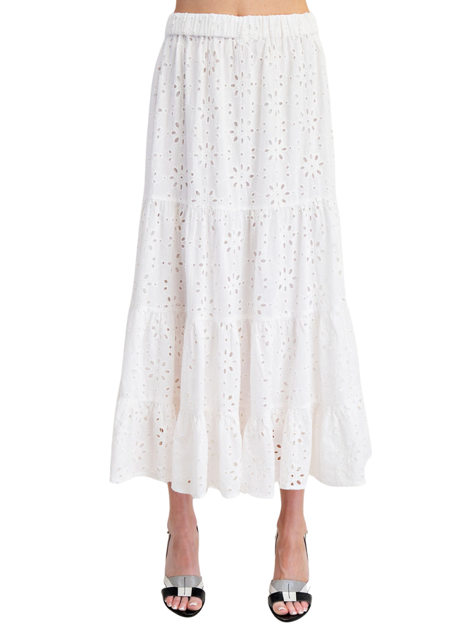 White Eyelet Maxi Skirt