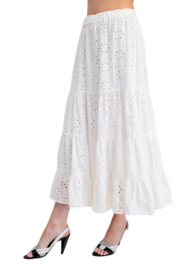 White Eyelet Maxi Skirt
