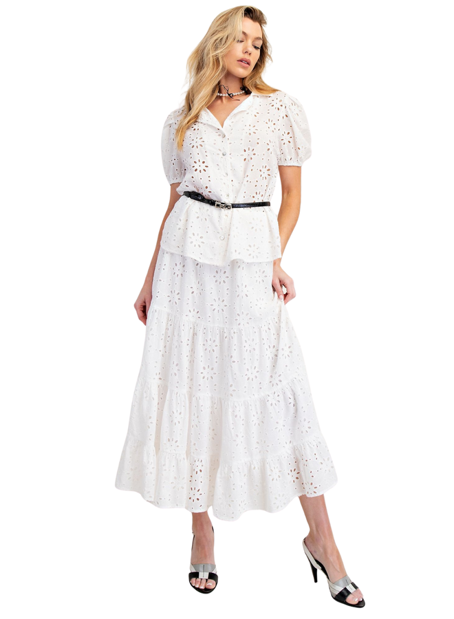 White Eyelet Maxi Skirt