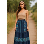 Johnny Was Prairie Western Skirt Yohana in Denim Blue