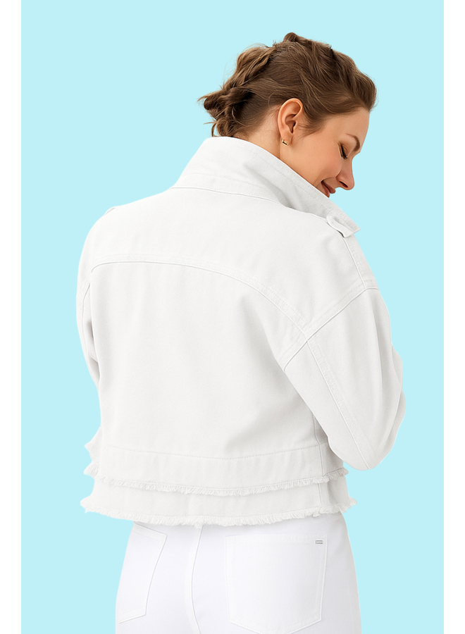 Renuar Short White Denim Jacket