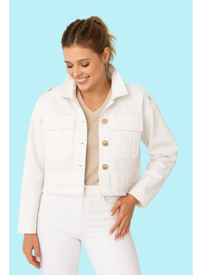 Renuar Short White Denim Jacket