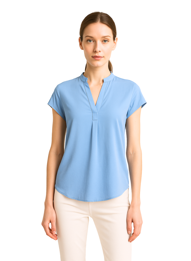 Renuar Essential Short Sleeve Top In Celestine