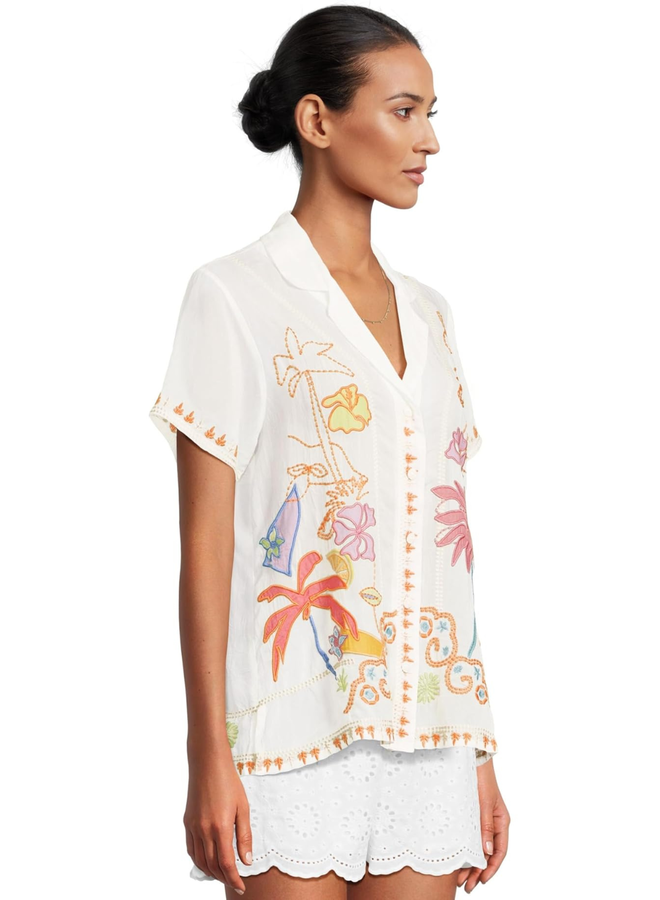 Johnny Was Piper Appliqué Shirt in Natural