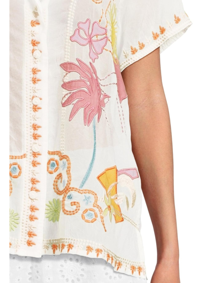 Johnny Was Piper Appliqué Shirt in Natural
