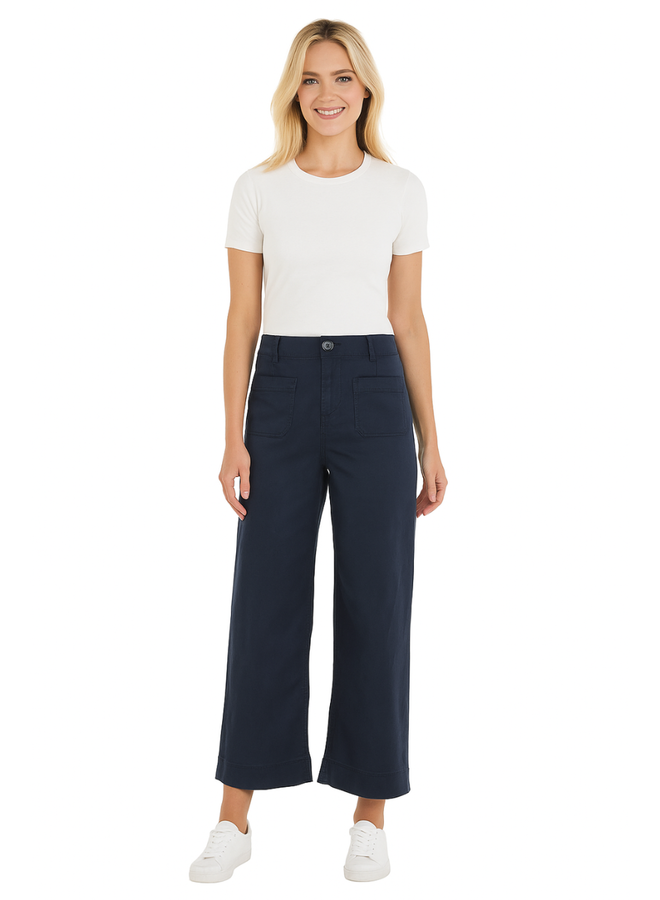 Renuar Crop Wide Leg Pant In Midnight