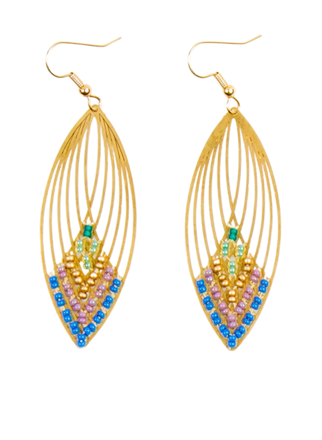 Swooping Oval Earrings In Multi