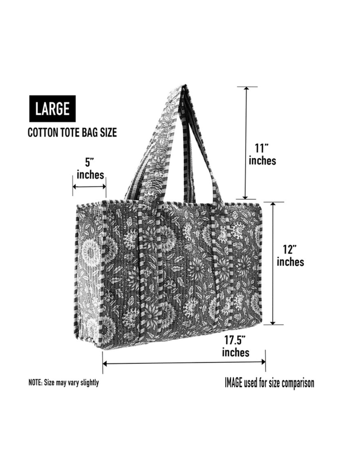 Large Wildflower Tote Bag in Light Blue