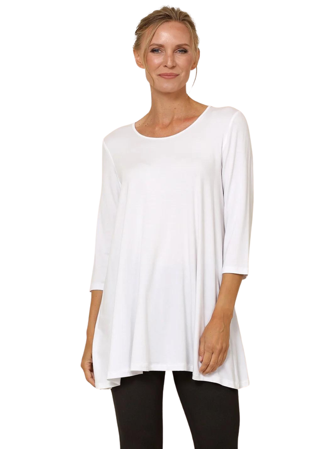 Chalet Basic 3/4 Sleeve Tunic In White