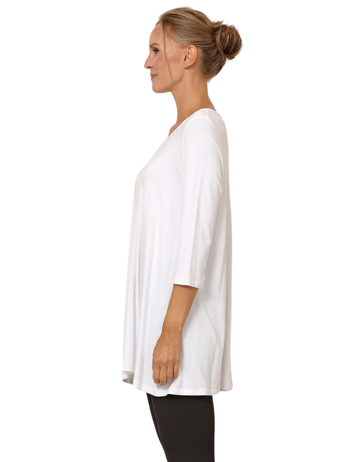 Chalet Basic 3/4 Sleeve Tunic In White