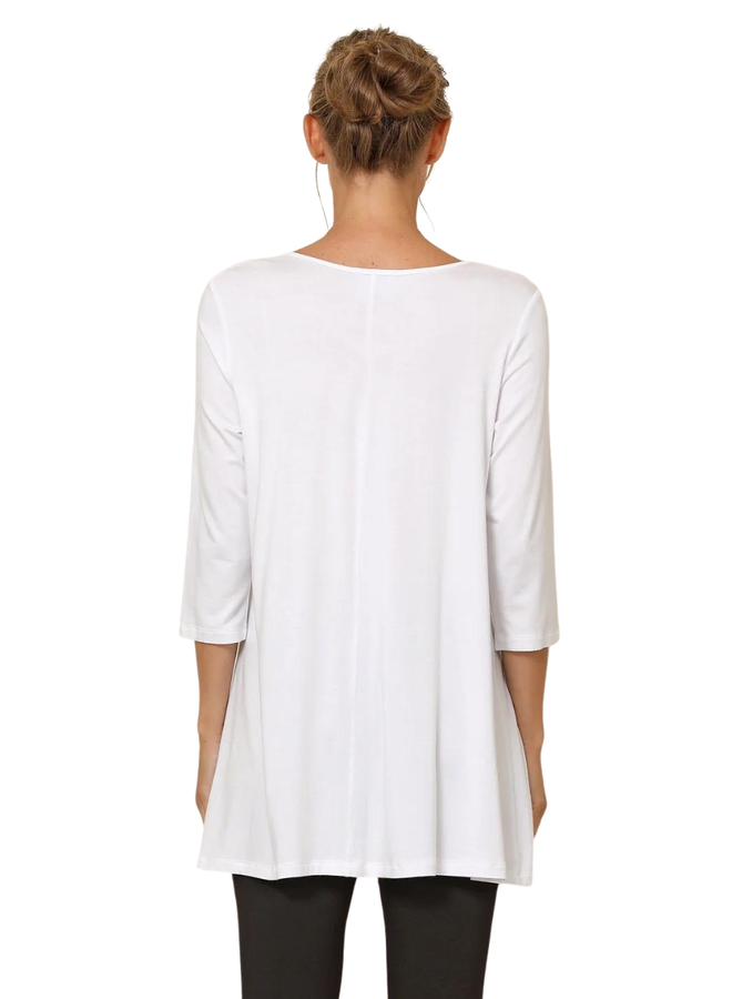 Chalet Basic 3/4 Sleeve Tunic In White