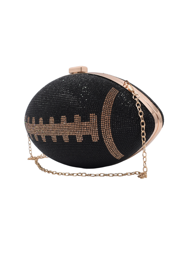Jewel Encrusted Black Football Purse