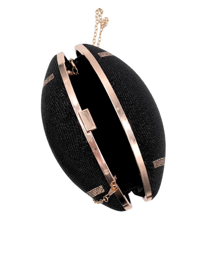 Jewel Encrusted Black Football Purse