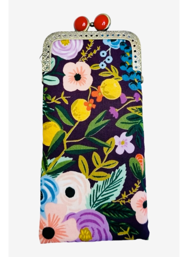 Garden Party in Plum & Red Eyeglass Case
